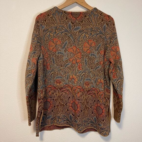 Peruvian Connection Floral Jacquard Cardigan Jacket 100% Pima Cotton Size XL - Picture 7 of 9